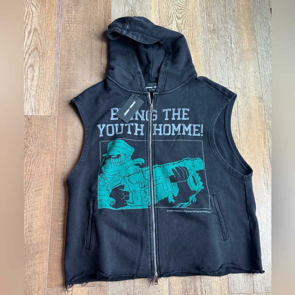 NWT men’s L sleeveless jacket homme femme zip up